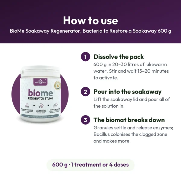 BioMe Soakaway Regenerator, Bacteria to Restore a Soakaway 600 g